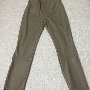 H&M US 2 Faux Leather Pants Taupe / Light Beige
